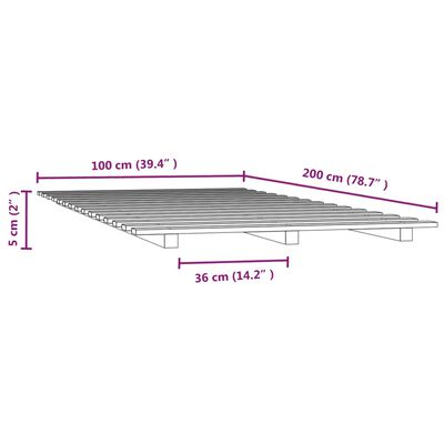 vidaXL Giroletto Nero 100x200 cm in Legno Massello di Pino