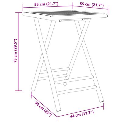 vidaXL Set da Bistrot Pieghevole 3pz con Cuscini Grigio Scuro Bambù