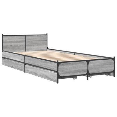 vidaXL Giroletto Cassetti Grigio Sonoma 90x200 cm Legno Multistrato