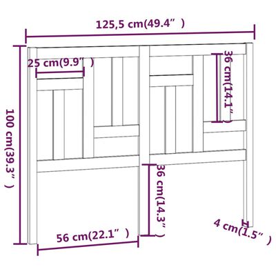 vidaXL Testiera per Letto Bianca 125,5x4x100 cm Legno Massello di Pino