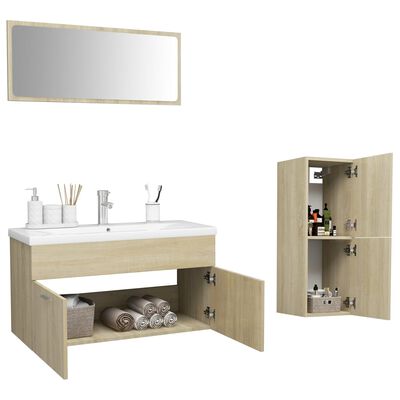 vidaXL Set Mobili da Bagno Rovere Sonoma in Legno Multistrato