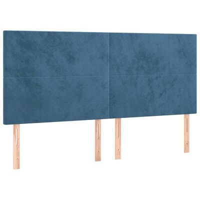 vidaXL Giroletto a Molle con Materasso Blu Scuro 160x200 cm in Velluto