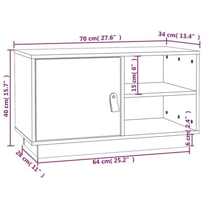 vidaXL Mobile Porta TV ambra 70x34x40 cm in Legno Massello di Pino