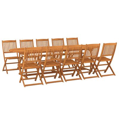 vidaXL Set da Pranzo da Giardino 11 pz 280x90x75 cm Massello di Acacia