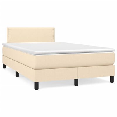 vidaXL Letto a Molle con Materasso e LED Crema 120x190 cm in Tessuto