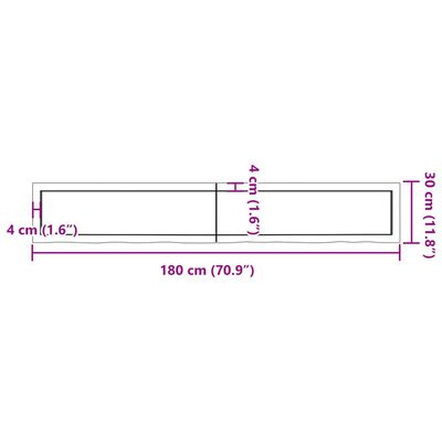 vidaXL Piano per Tavolo 180x40x(2-6)cm in Rovere Massello Non Trattato