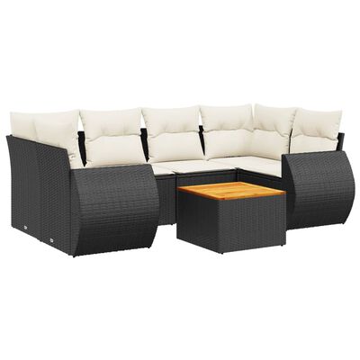 vidaXL Set Divani da Giardino con Cuscini 7pz Nero Polyrattan