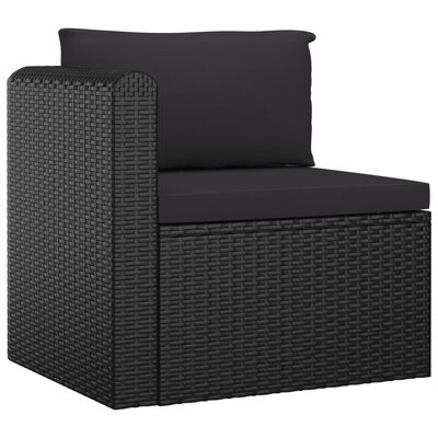 vidaXL Set Divani da Giardino 9 pz con Cuscini in Polyrattan Nero