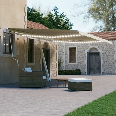 vidaXL Tenda da Sole Retrattile Manuale con LED 500x300 cm Crema