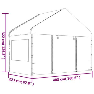 vidaXL Gazebo con Tetto Bianco 8,92x4,08x3,22 m in Polietilene