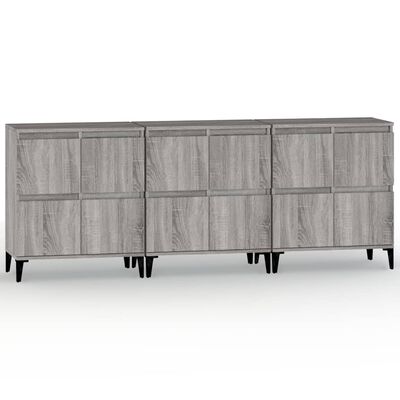 vidaXL Credenze 3pz Grigio Sonoma 60x35x70 cm in Legno Multistrato