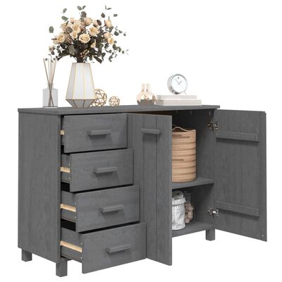 vidaXL Credenza HAMAR Grigio Scuro 113x40x80 cm Legno Massello di Pino