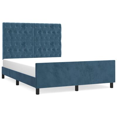 vidaXL Giroletto senza Materasso Blu Scuro 140x190 cm in Velluto