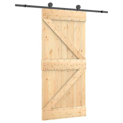 vidaXL Porta Scorrevole con Set Hardware 95x210 cm Legno Massello Pino