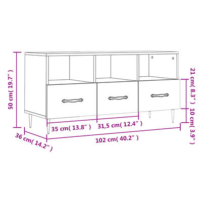 vidaXL Mobile Porta TV Nero 102x36x50 cm in Legno Multistrato