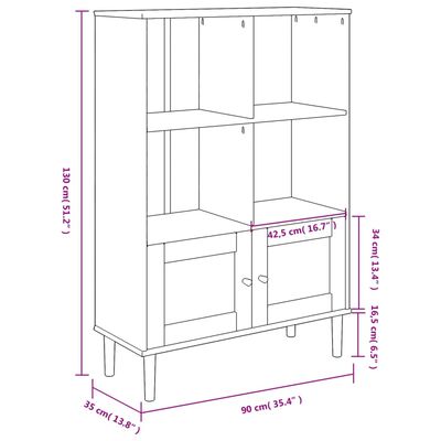 vidaXL Credenza SENJA Aspetto Rattan Marrone 90x35x130 cm Legno Pino