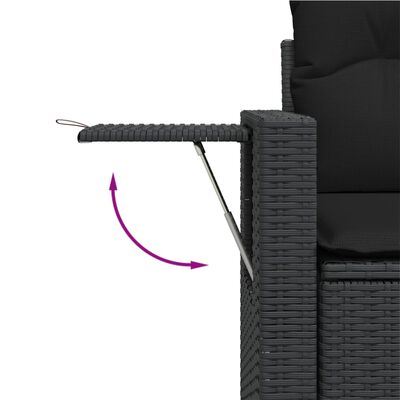 vidaXL Set Divani da Giardino 5 pz con Cuscini in Polyrattan Nero