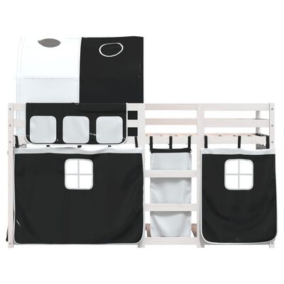 vidaXL Letto a Castello senza Materasso Bianco e Nero 90x200cm in Pino