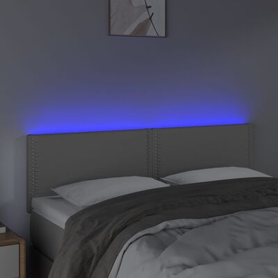 vidaXL Testiera a LED Grigio 144x5x78/88 cm in Similpelle