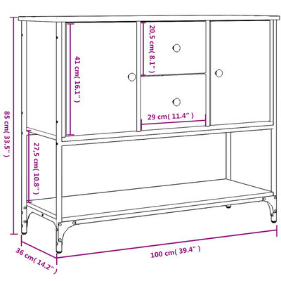 vidaXL Credenza Nera 100x36x85 cm in Legno Multistrato