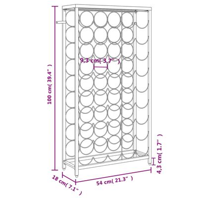 vidaXL Portavini da 45 Bottiglie Nero 54x18x100cm in Ferro Battuto