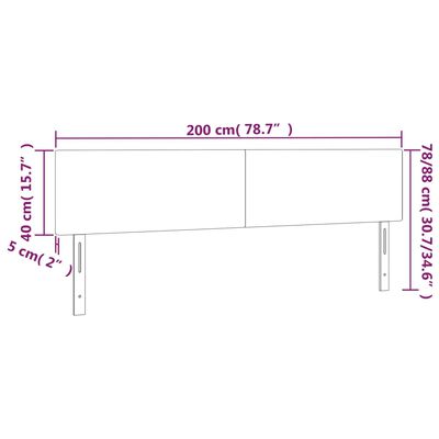 vidaXL Testiera a LED Nera 200x5x78/88 cm in Similpelle