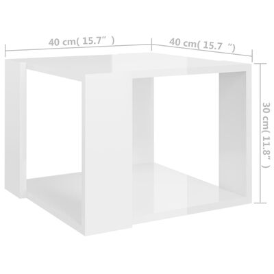 vidaXL Tavolino da Salotto Bianco Lucido 40x40x30 cm Legno Multistrato