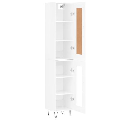 vidaXL Credenza 34,5x34x180 cm in Legno Multistrato Bianco Lucido