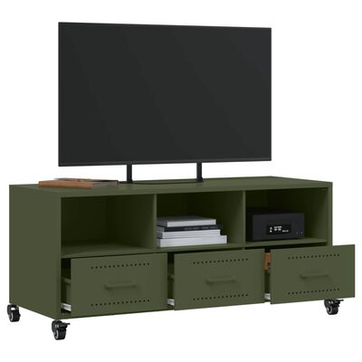 vidaXL Mobile TV Verde Oliva 100,5x39x43,5 cm in Acciaio