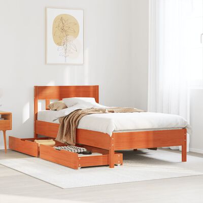 vidaXL Letto senza Materasso Marrone Cera 75x190 cm in Legno di Pino