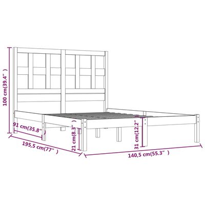 vidaXL Giroletto in Legno Massello 135x190 cm Small Double