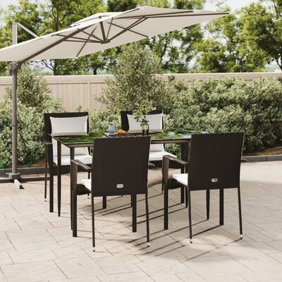 vidaXL Set da Pranzo da Giardino 5 pz Nero con Cuscini in Polyrattan