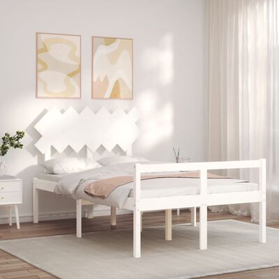 vidaXL Letto per Anziani con Testiera Bianco Double in Legno Massello