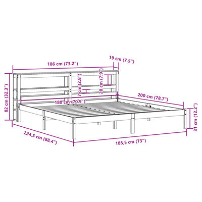 vidaXL Letto senza Materasso Bianco 180x200 cm Legno Massello di Pino