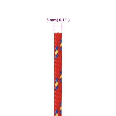 vidaXL Corda per barca Rossa 3 mm 500 m in Polipropilene