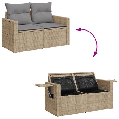 vidaXL Set Divano da Giardino 14 pz con Cuscini Beige Misto Polyrattan