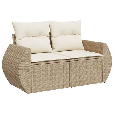 vidaXL Set Divano da Giardino 8 pz con Cuscini Beige in Polyrattan