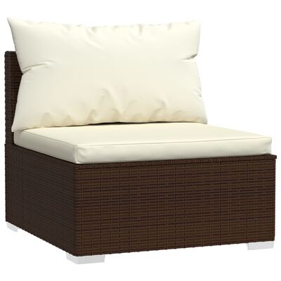 vidaXL Set Divani da Giardino 11 pz con Cuscini in Polyrattan Marrone