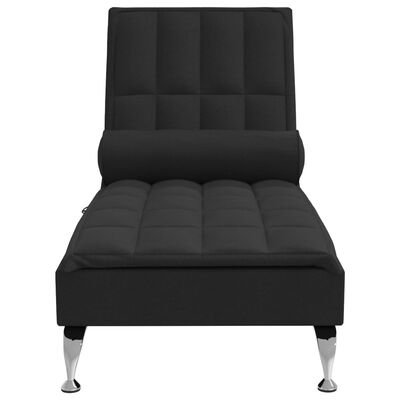 vidaXL Chaise Longue Massaggi con Capezzale Nero in Tessuto