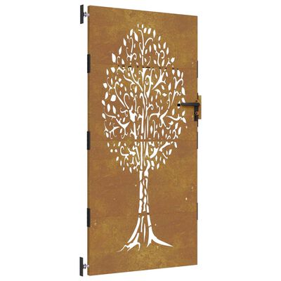 vidaXL Cancello da Giardino 85x200 cm in Acciaio Corten Design Albero