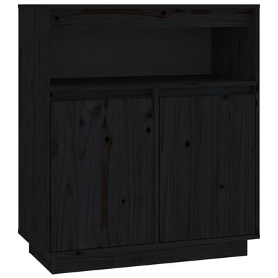 vidaXL Credenza Nera 70x34x80 cm in Legno Massello di Pino