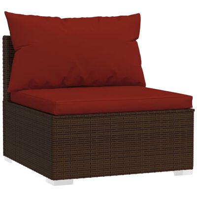 vidaXL Set Divani da Giardino 12 pz con Cuscini in Polyrattan Marrone