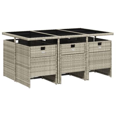 vidaXL Set da Pranzo da Giardino 7 pz Cuscini Polyrattan Grigio Chiaro