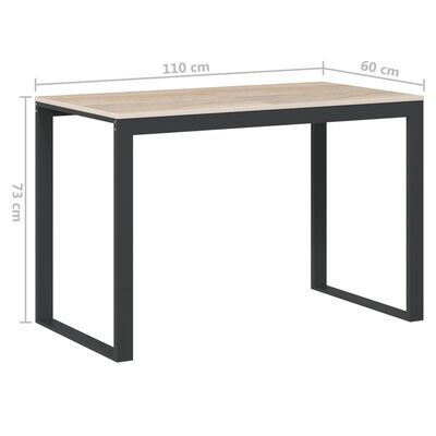 vidaXL Scrivania Computer Nera e Rovere 110x60x73 cm Legno Multistrato