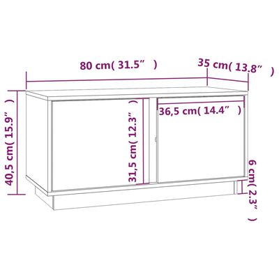 vidaXL Mobile Porta TV Bianco 80x35x40,5 cm in Legno Massello di Pino