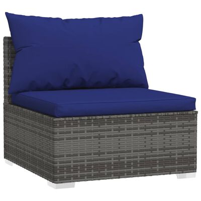 vidaXL Set Divani da Giardino 10 pz con Cuscini in Polyrattan Grigio