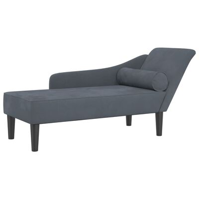 vidaXL Chaise Longue con Cuscini Grigio Scuro in Velluto