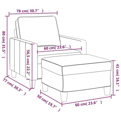 vidaXL Poltrona con Poggiapiedi Grigio Scuro 60 cm in Tessuto