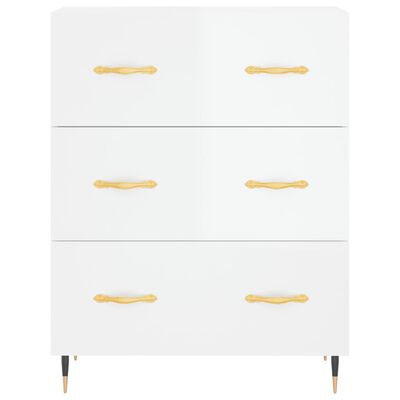 vidaXL Credenza 69,5x34x90 cm in Legno Multistrato Bianco Lucido