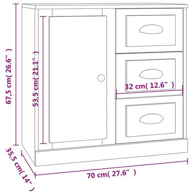 vidaXL Credenza Nera 70x35,5x67,5 cm in Legno Multistrato